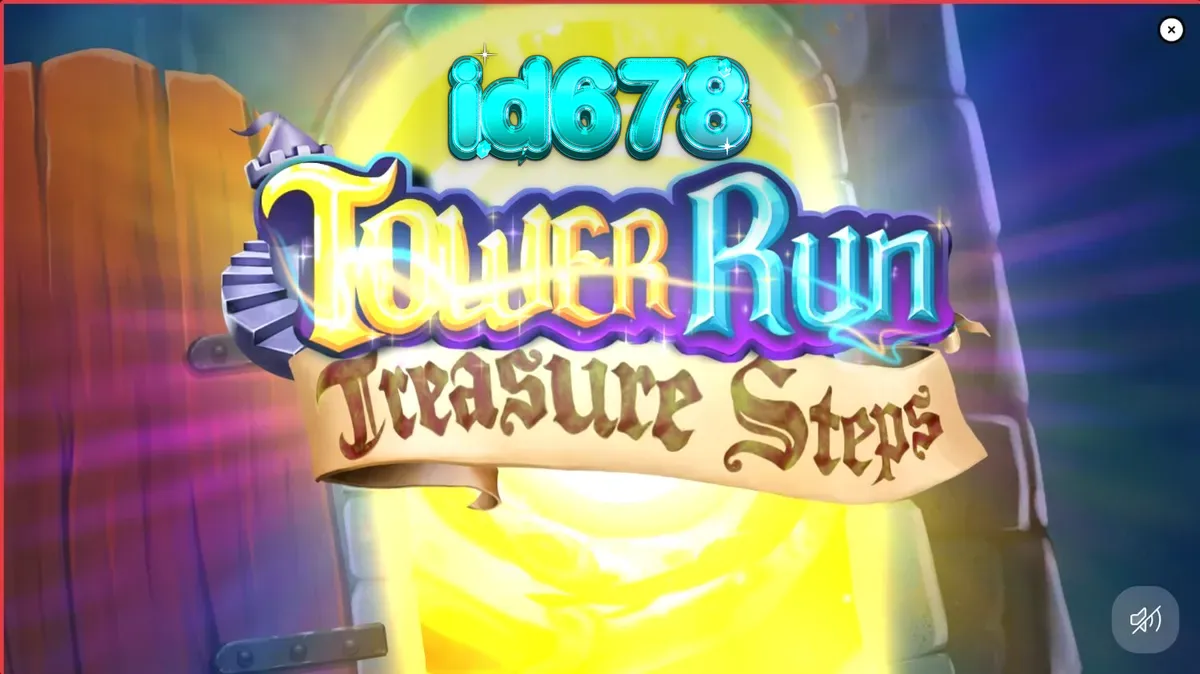 Tampilan visual slot Tower Run Treasure Steps dengan elemen petualangan dan harta karun